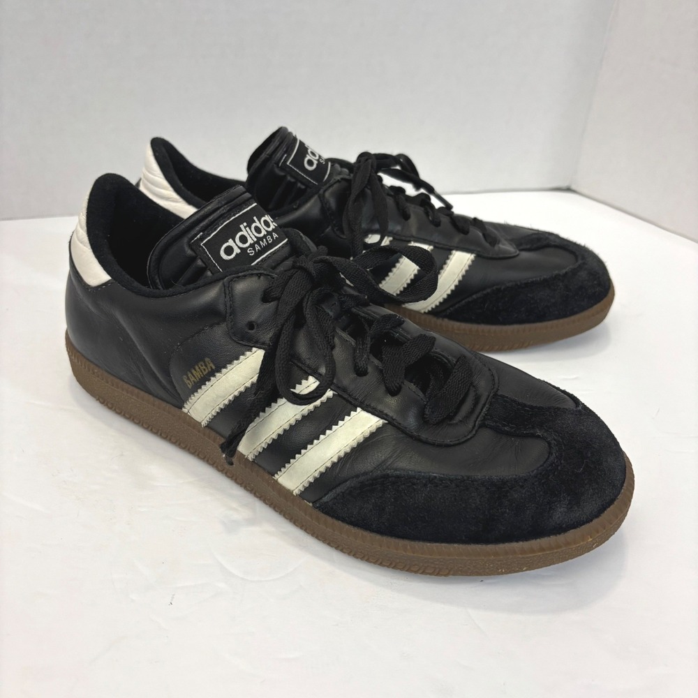 Vintage Y2K 2005 Adidas Samba Sneakers Mens 5 Black Gum Leather Suede 036516